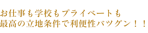 お仕事も学校もプライベートも最高の立地条件で利便性バツグン！